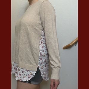 NWT LOFT Oatmeal Sweater with Floral Back